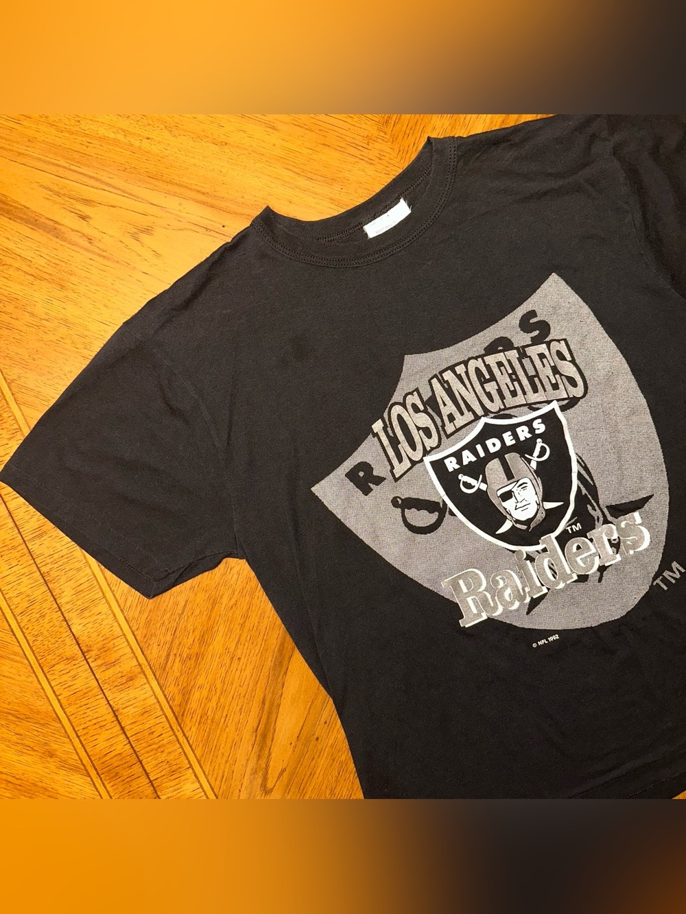 Vintage 1992 Los Angeles Raiders TShirt Mens Size Large Black NFL Single Stitch